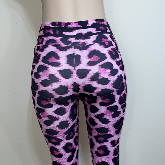 Pink Leopard High Waisted Control Top Leggings S - Picture 12 of 14